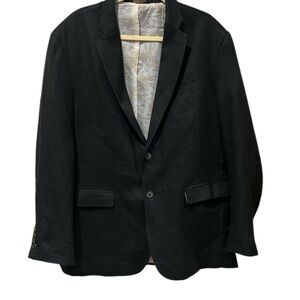 Tasso Elba Island Black Linen Sport Coat with Notch Lapel